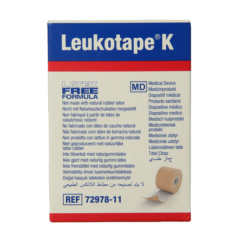 Leukotape K elastische tape 5m x 5cm huidkleur - Afbeelding 4