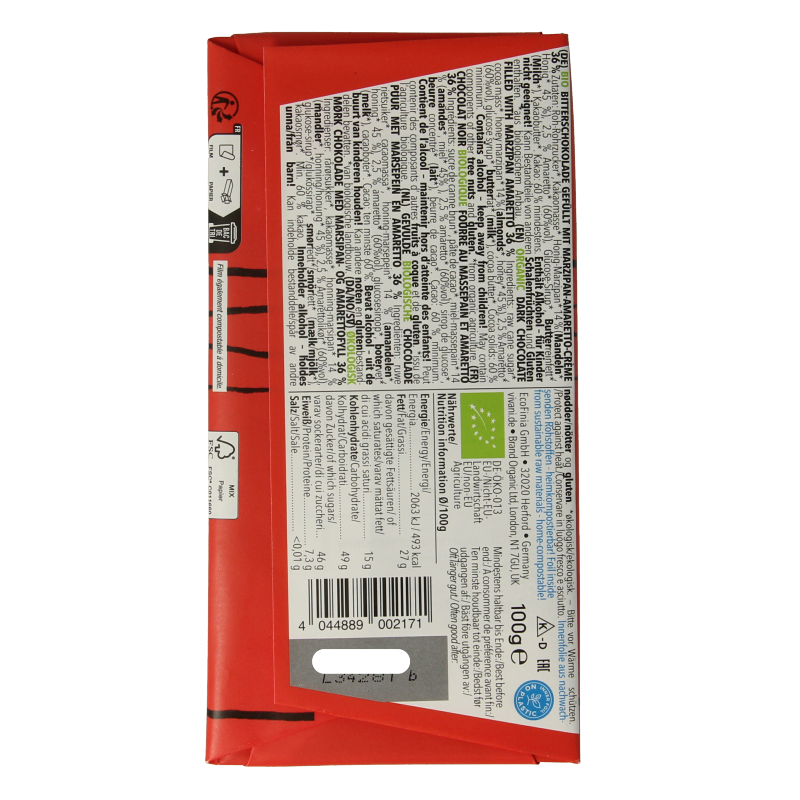 Vivani Chocolade puur met marsepein & amaretto bio - Afbeelding 2