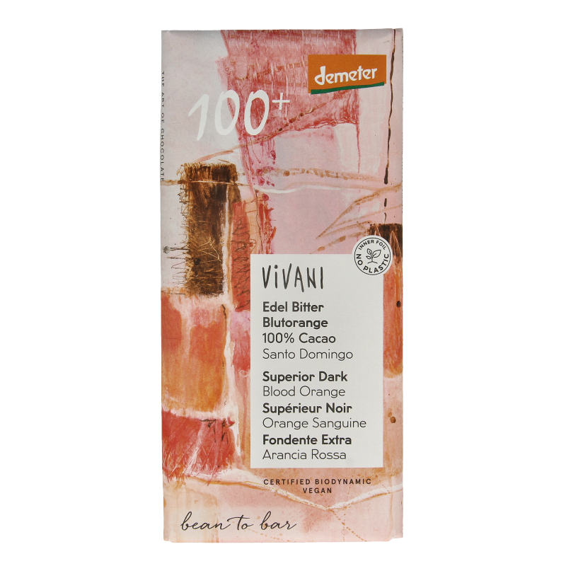 Vivani Chocolade Demeter puur 100% bloedsinaasappel bio