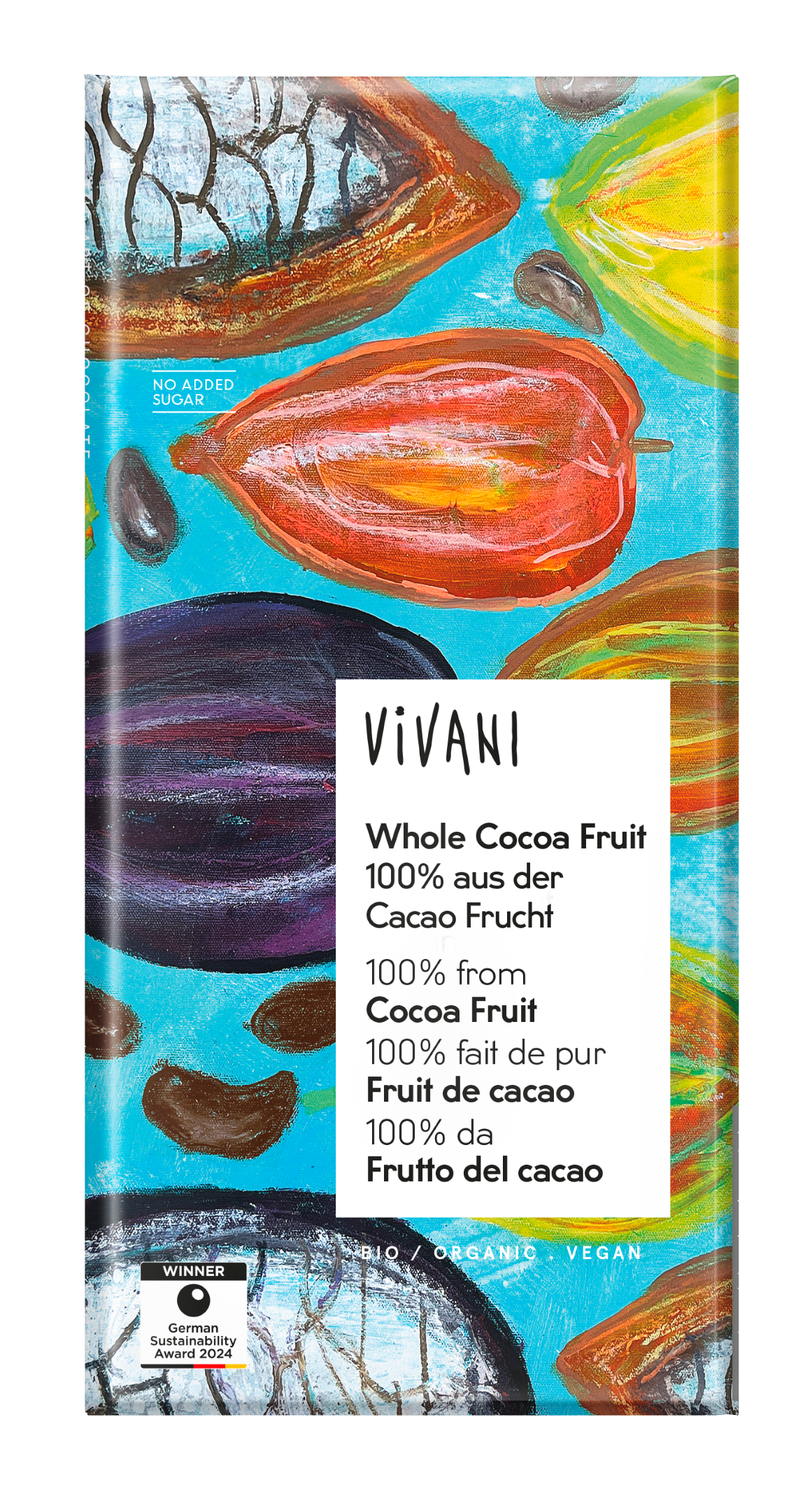 Vivani Chocolade puur whole cacao fruit bio