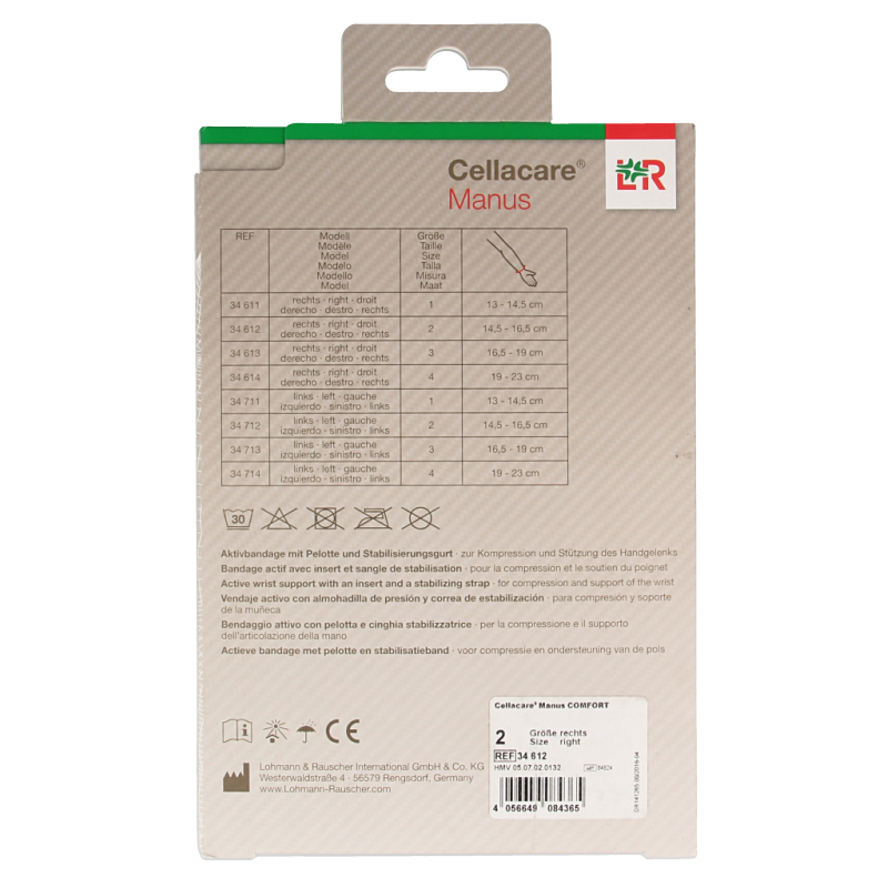 Cellacare Manus comfort polsbandage rechts maat 2 - Afbeelding 2