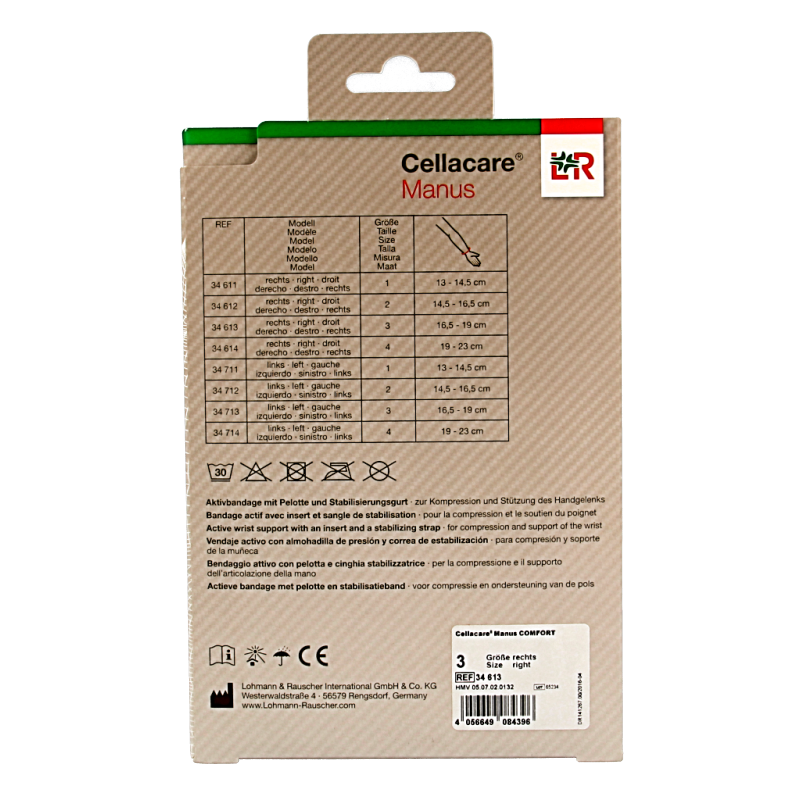 Cellacare Manus comfort polsbandage rechts maat 3 - Afbeelding 2