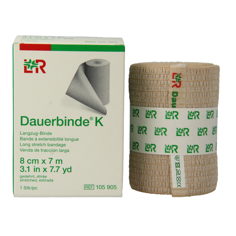 Dauerbinde K elastische zwachtel 7m x 8cm - Afbeelding 2