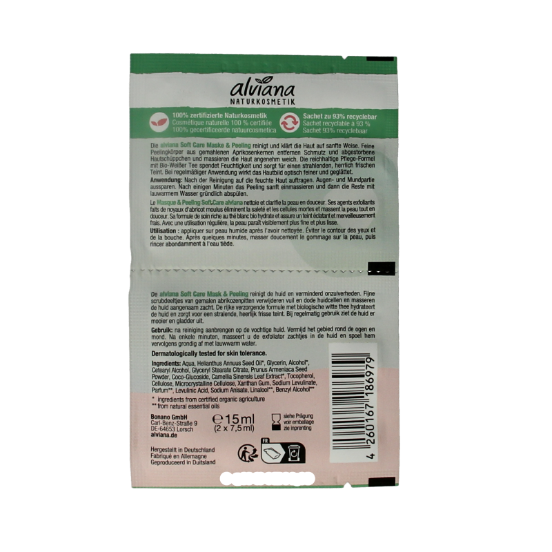 Alviana Soft care mask & peeling met biologisch witte thee - Afbeelding 2