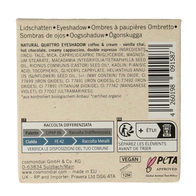 Benecos natural beauty Natural eyeshadow quantro coffee - Afbeelding 3