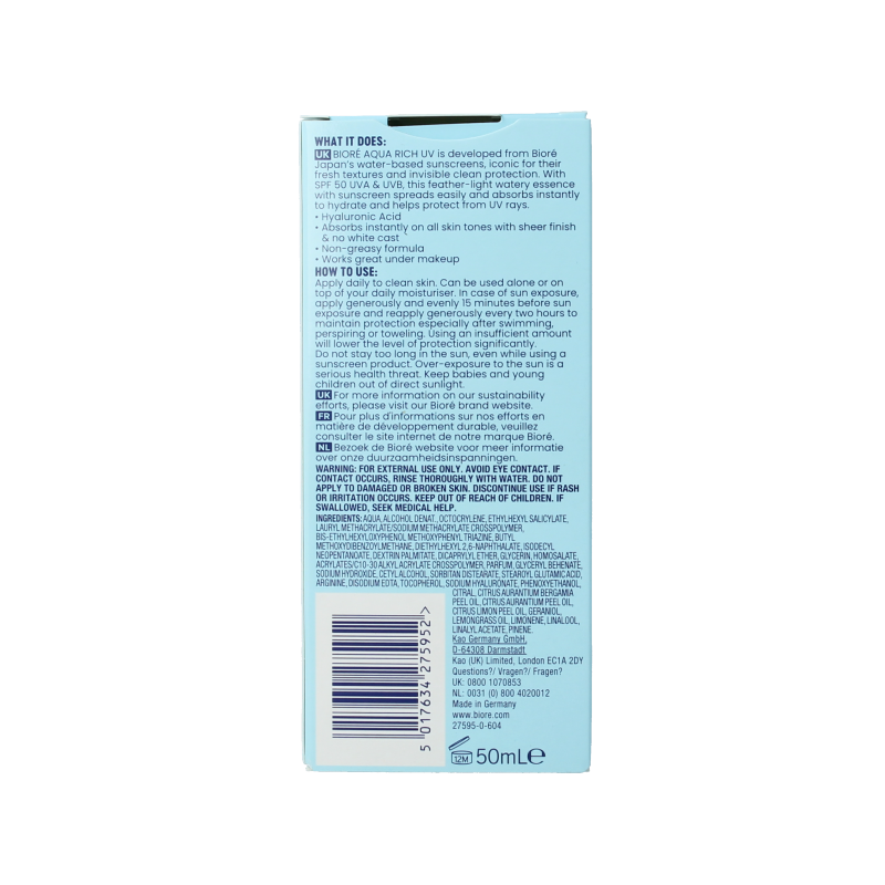 Biore Moisturiser UV aqua rich SPF50 - Afbeelding 4