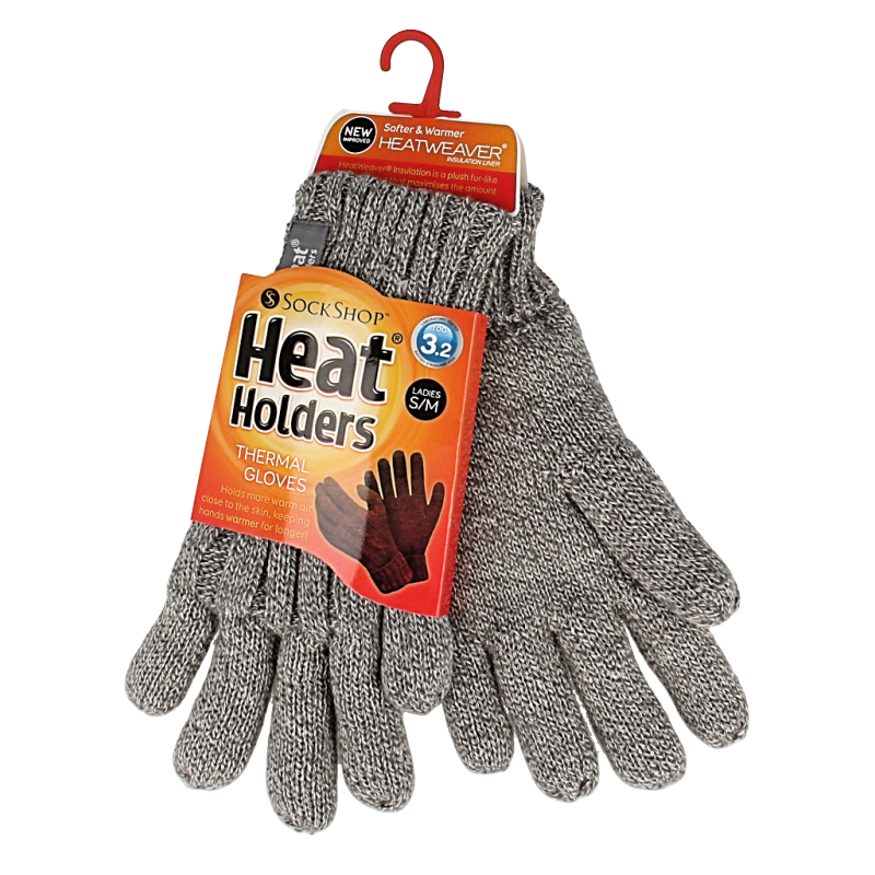 Heat Holders Ladies cable gloves maat S/M light grey