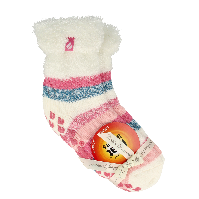Heat Holders Ladies lounge socks 4-8 37-42 cream stripe