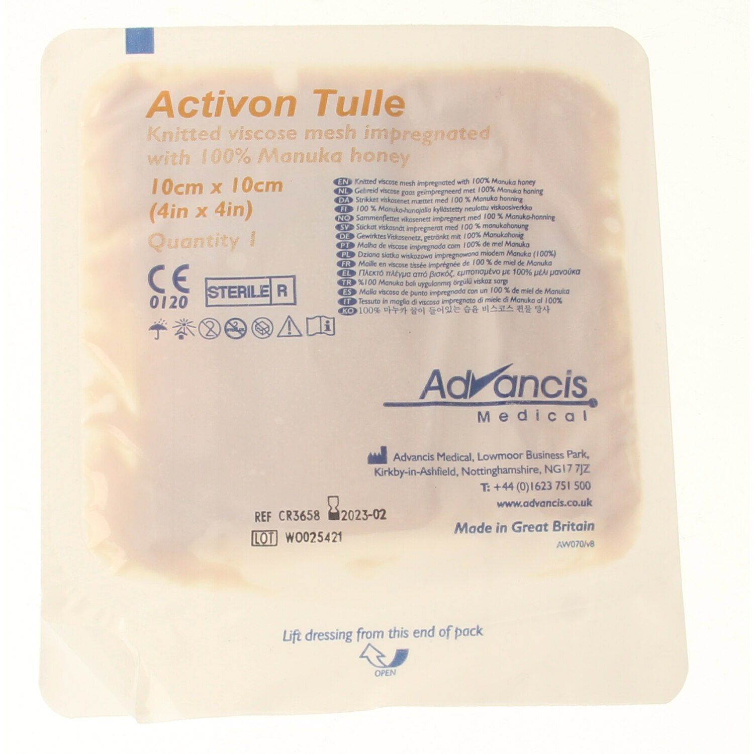 Advancis Activon manuka gaasverband 10 x 10