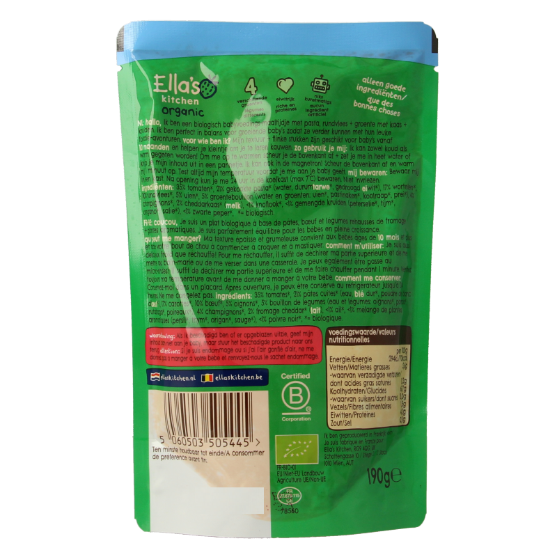 Ella's Kitchen Spaghetti bolognese met kaas 10+ maanden bio - Afbeelding 2