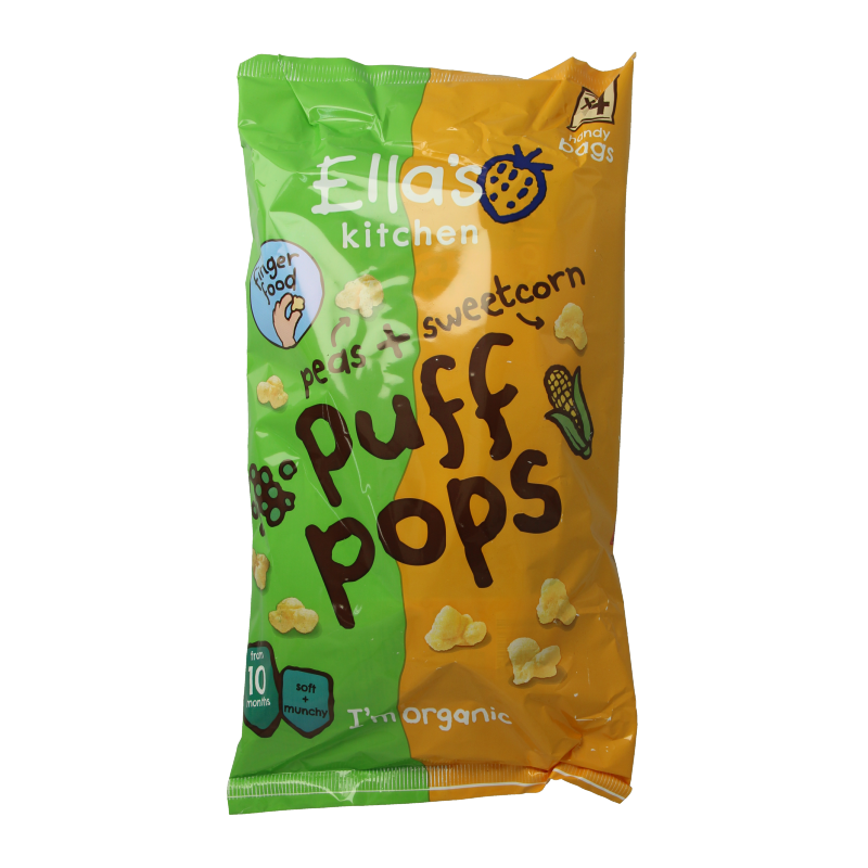 Ella's Kitchen Puff pops peas & sweetcorn 10+ maanden bio