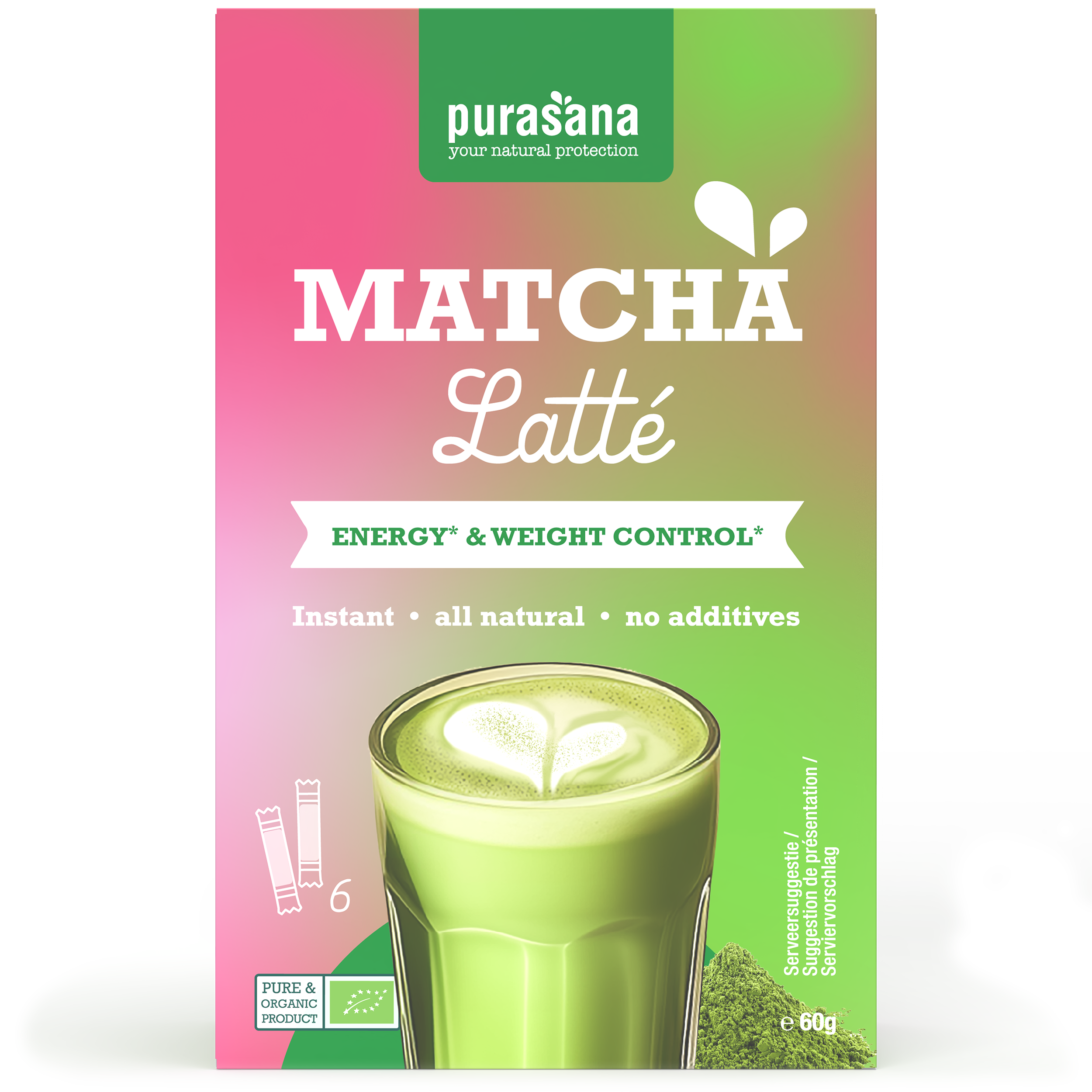 Purasana Instant matcha latte 6x10g bio