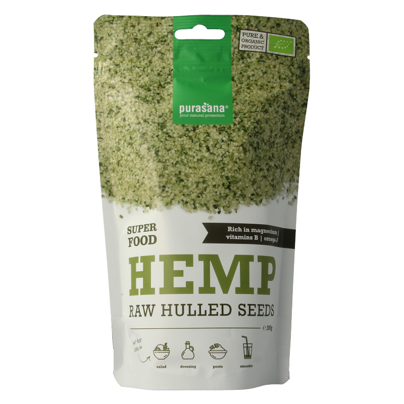 Purasana Gepeld hennepzaad hulled hemp seeds bio