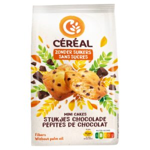 Cereal Mini cakes met stukjes chocolade zonder suikers