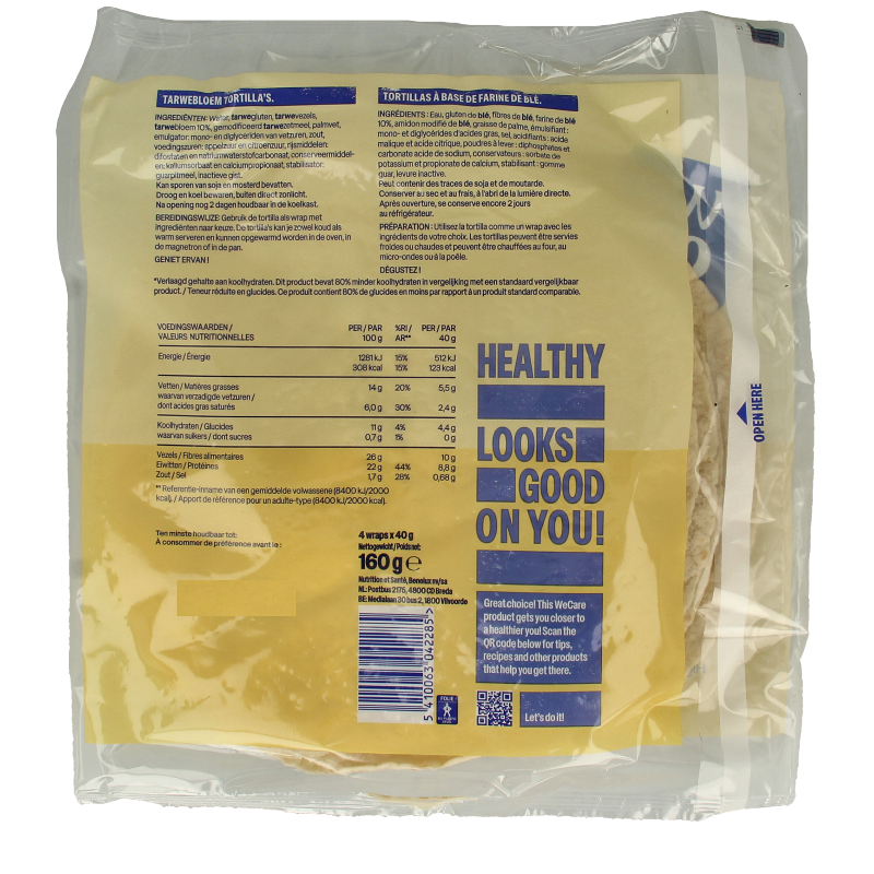 WeCare Lower kcal/carb natural tortillas - Afbeelding 2
