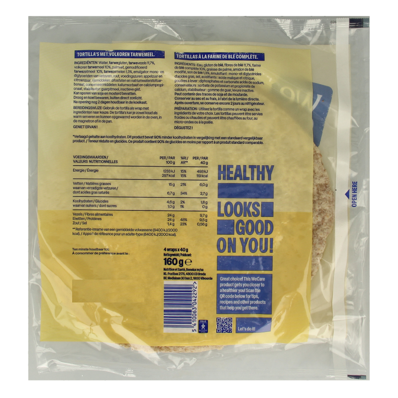 WeCare Lower kcal/carb whole grain tortillas - Afbeelding 2