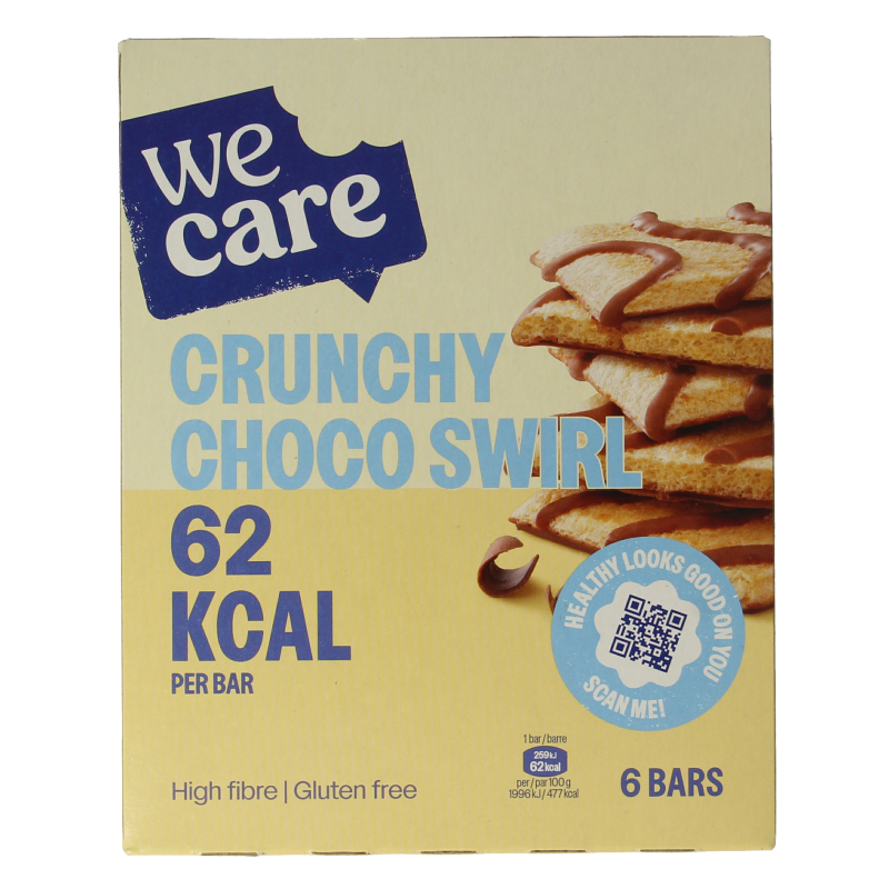 WeCare Lower kcal/carb bars crunchy choco swirl