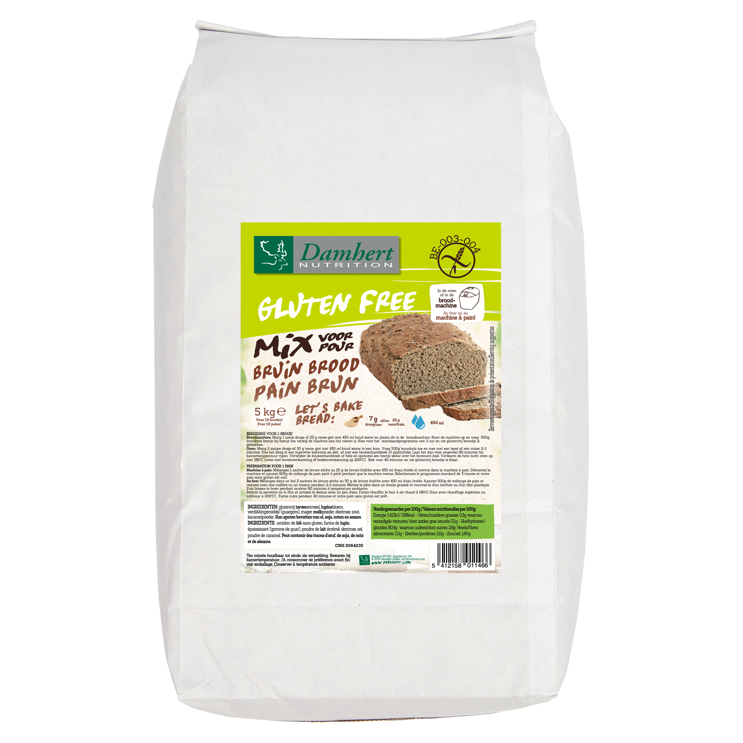 Damhert Broodmix bruin glutenvrij