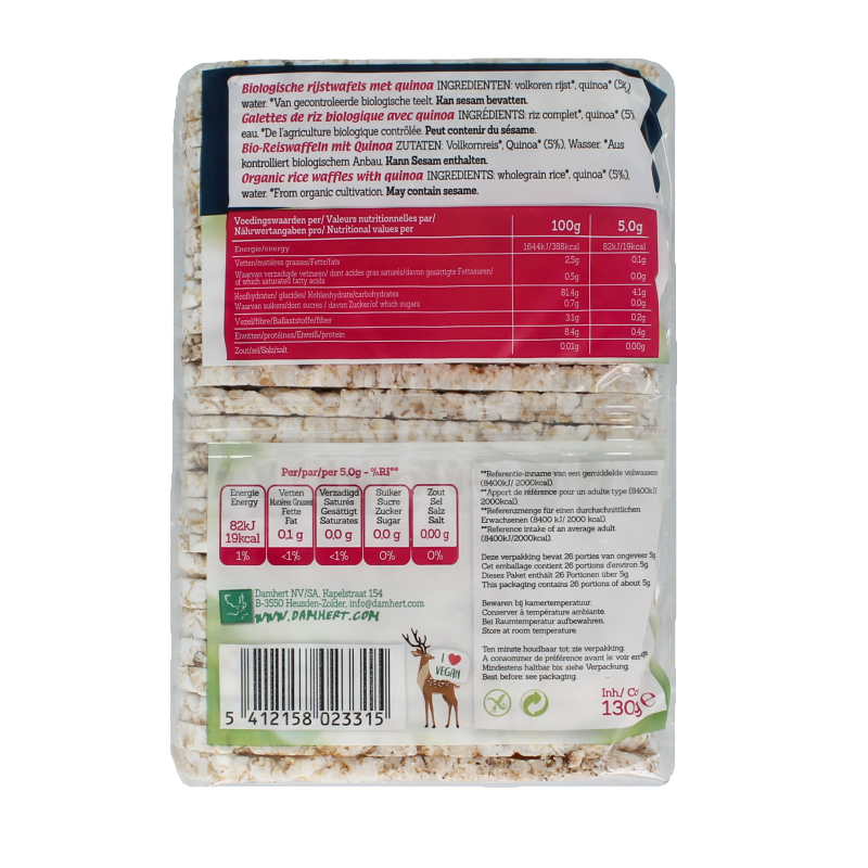 Damhert Rijstwafels met quinoa bio - Afbeelding 2