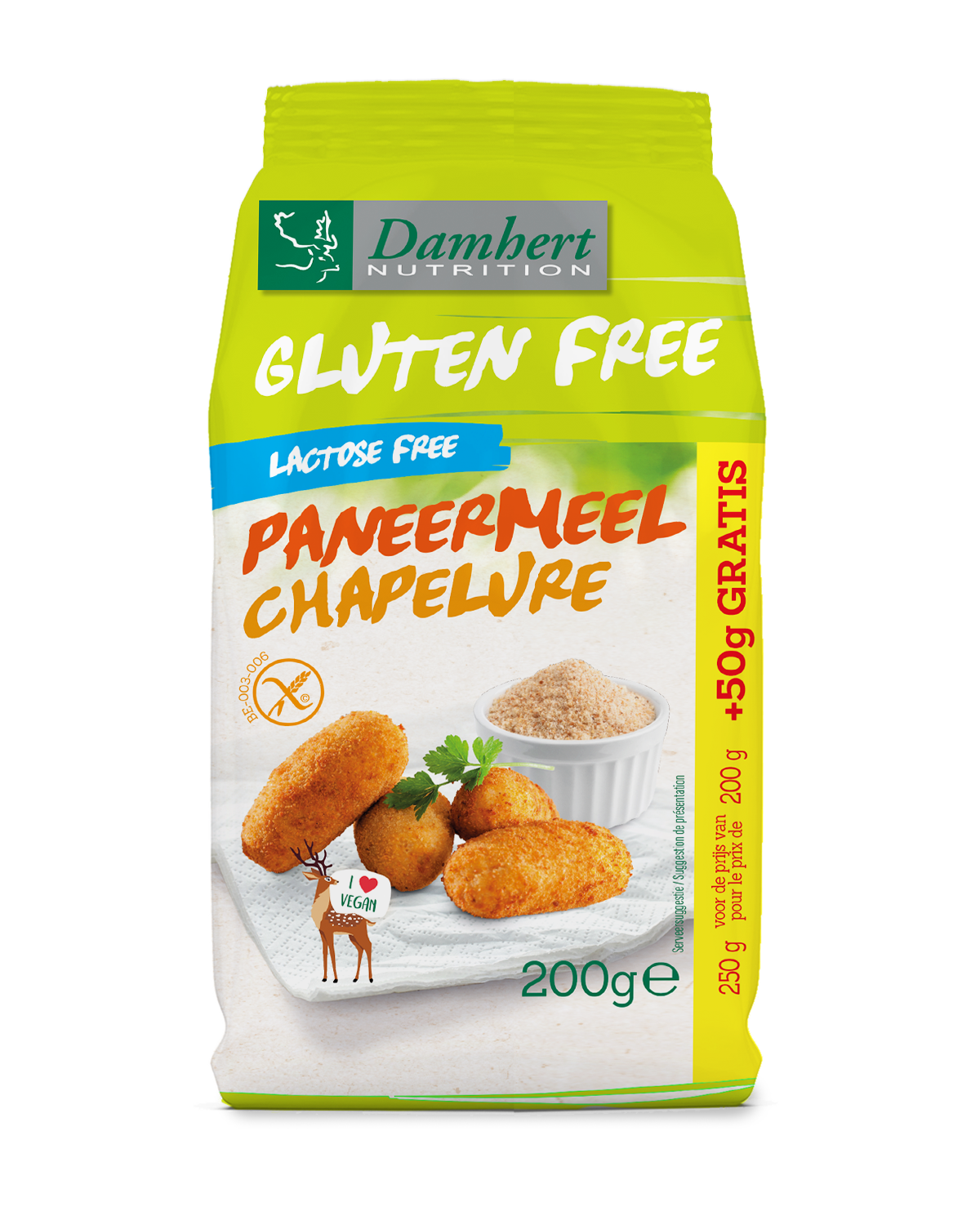 Damhert Paneermeel glutenvrij +50 gram gratis