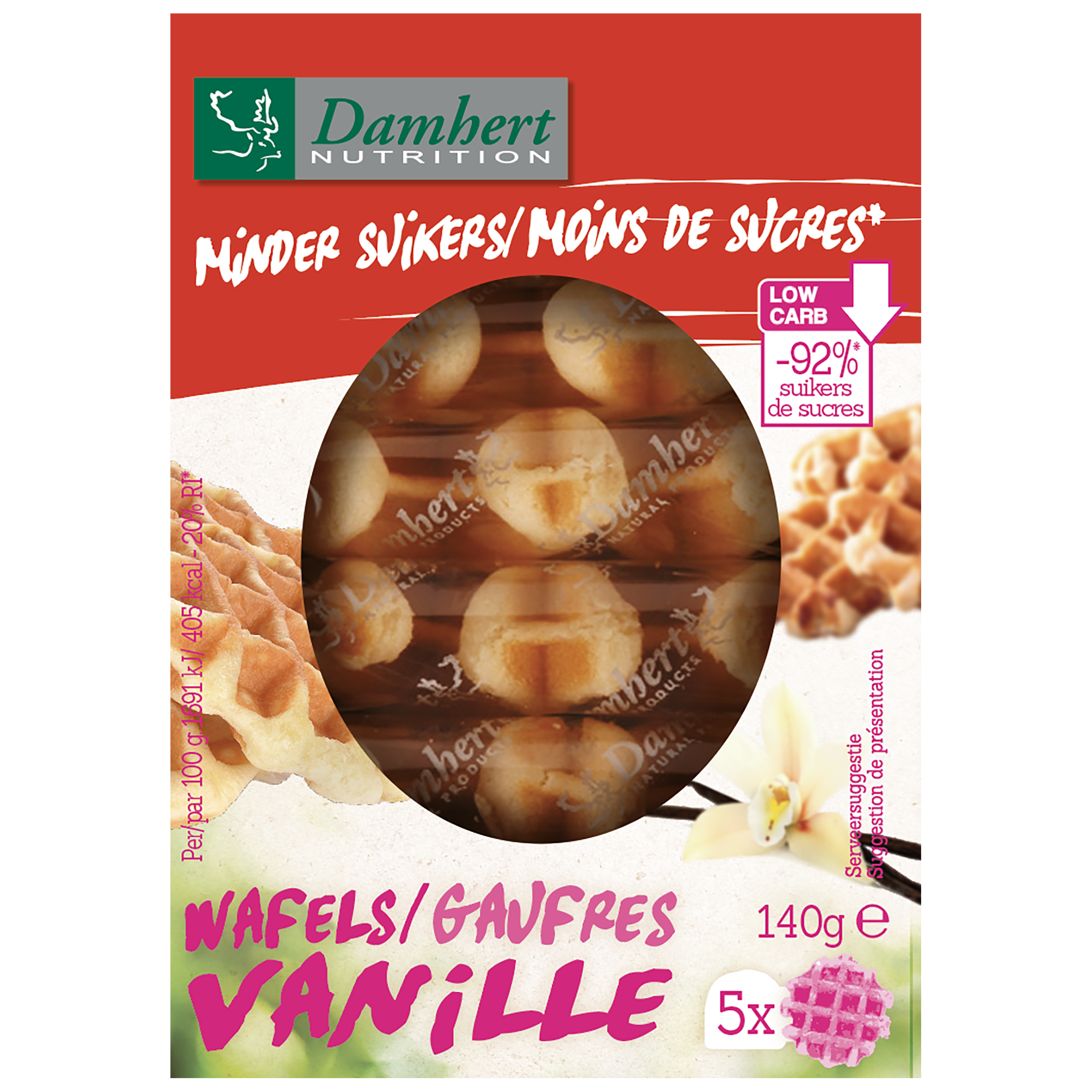 Damhert Wafel vanille minder suiker