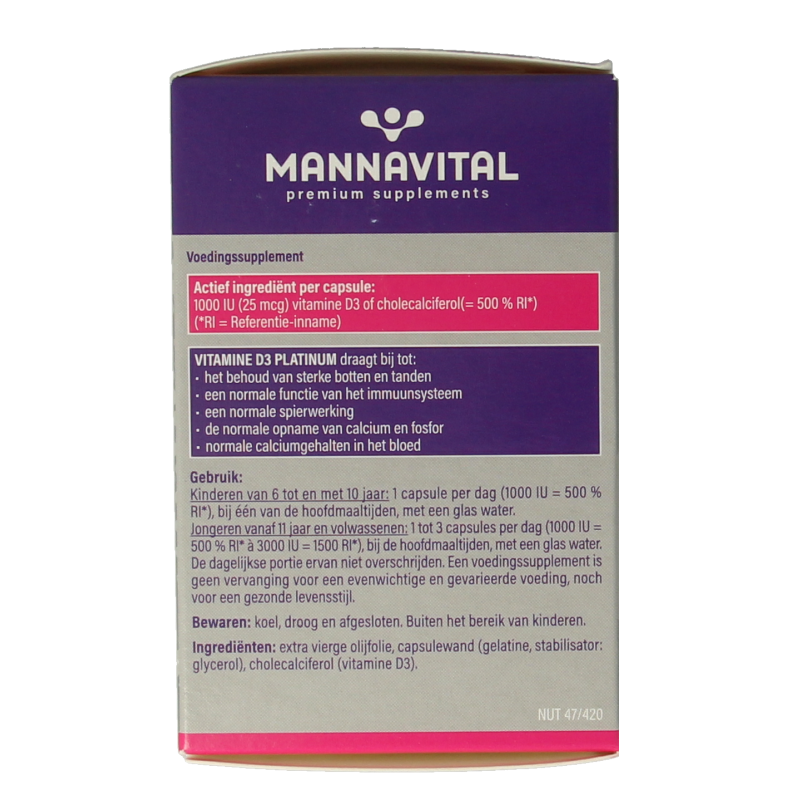 Mannavital Vitamine D3 platinum - Afbeelding 3