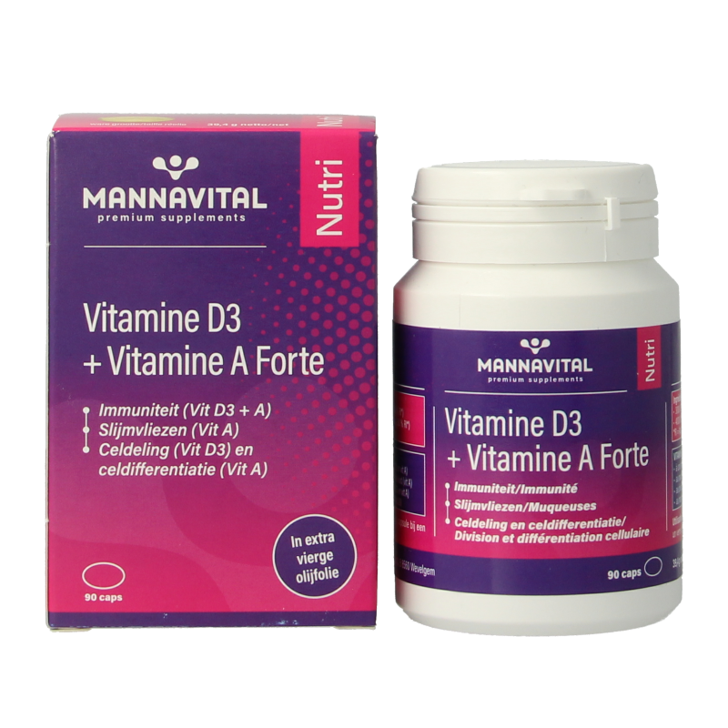 Mannavital Vitamine D3 + vitamine A forte - Afbeelding 2