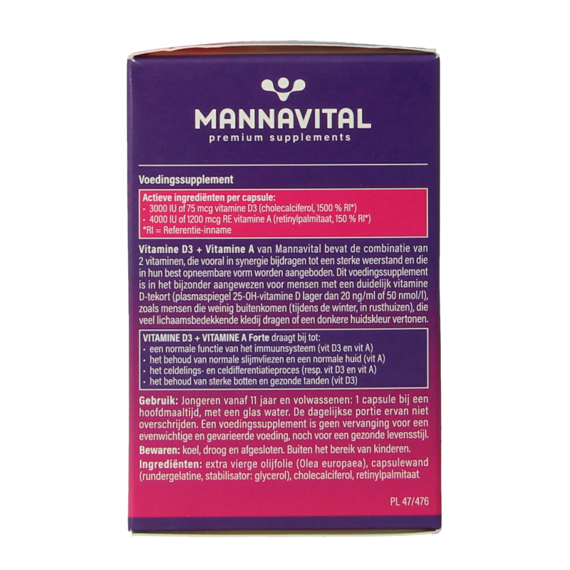 Mannavital Vitamine D3 + vitamine A forte - Afbeelding 5