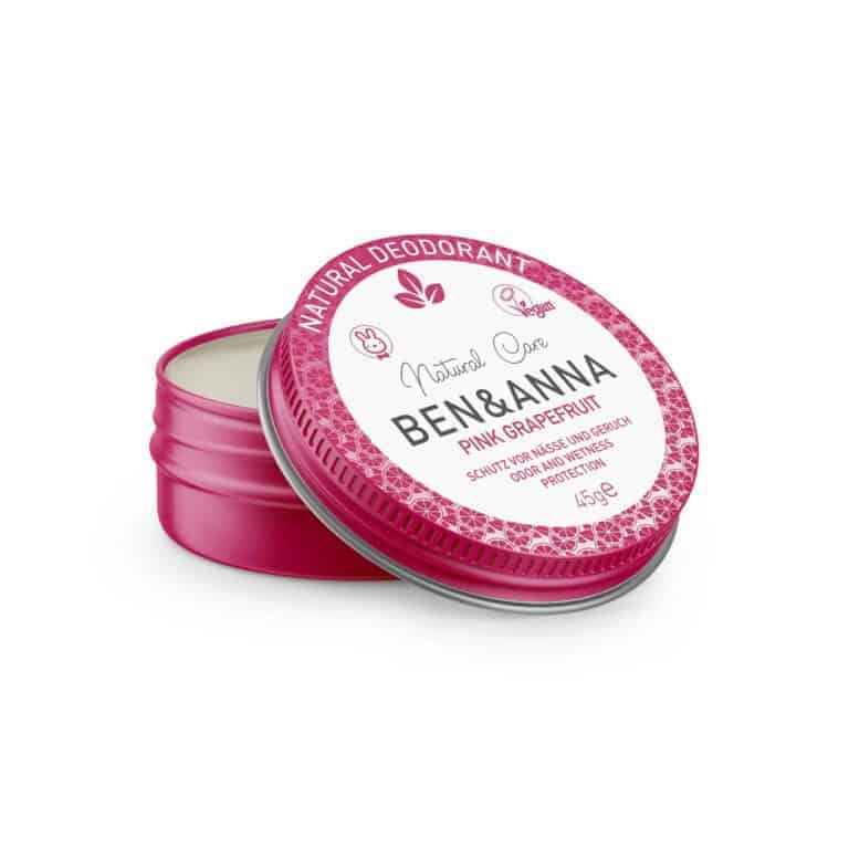 Ben & Anna Natural deodorant creme pink grapefruit blikje