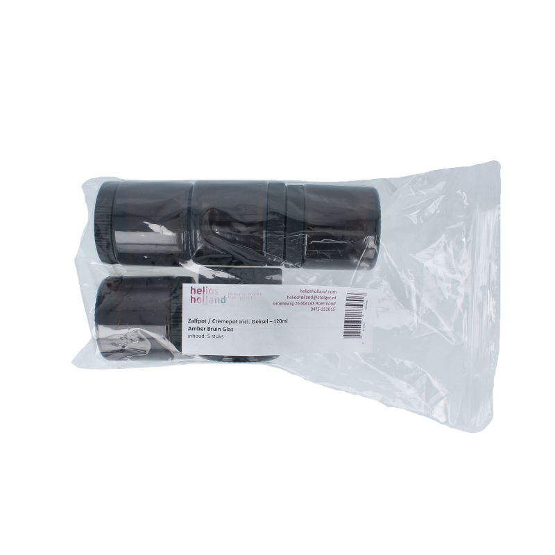 Helios Holland Zalfpot/cremepot incl deksel amb bruin glas 120ml