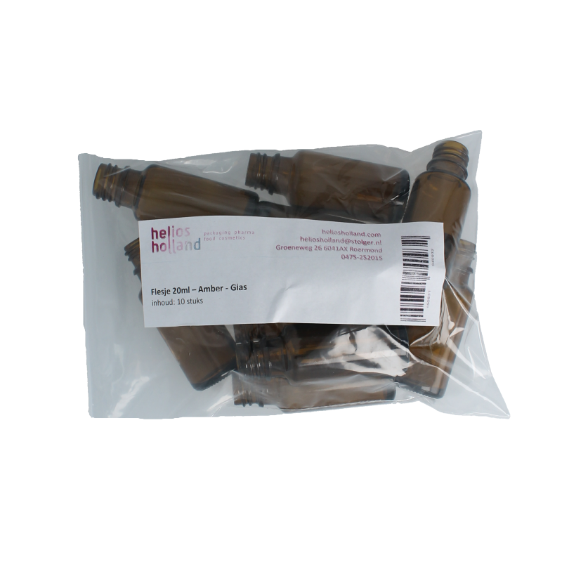 Helios Holland Flesje glas 20ml amber