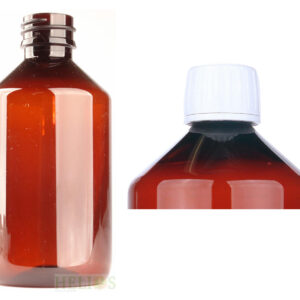Helios Holland PET medicijnfles 250ml amber incl witte dop