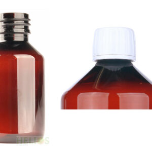 Helios Holland PET medicijnfles 100ml amber incl witte dop