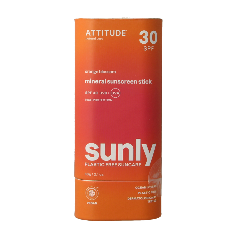 Attitude Sunly zonnebrandstick SPF30 oranjebloesem