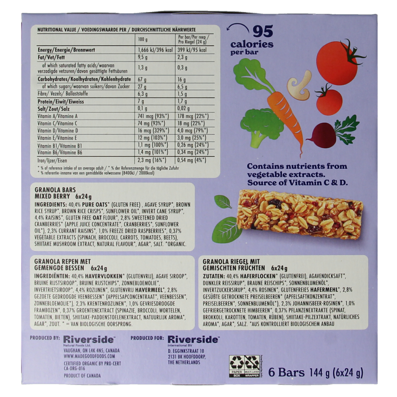 Made Good Granola bar mixed berries 24 gram bio - Afbeelding 3