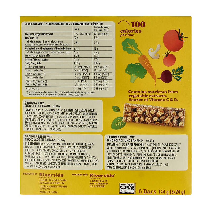 Made Good Granola bar chocolate banana 24 gram bio - Afbeelding 3