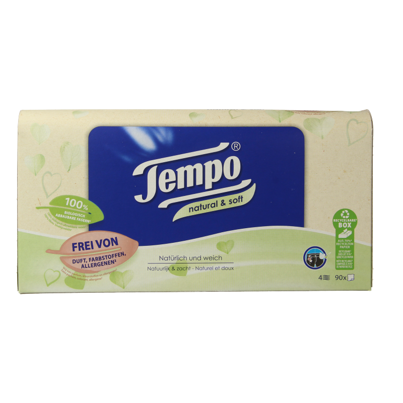 Tempo Tissue box natural & soft 4-laags