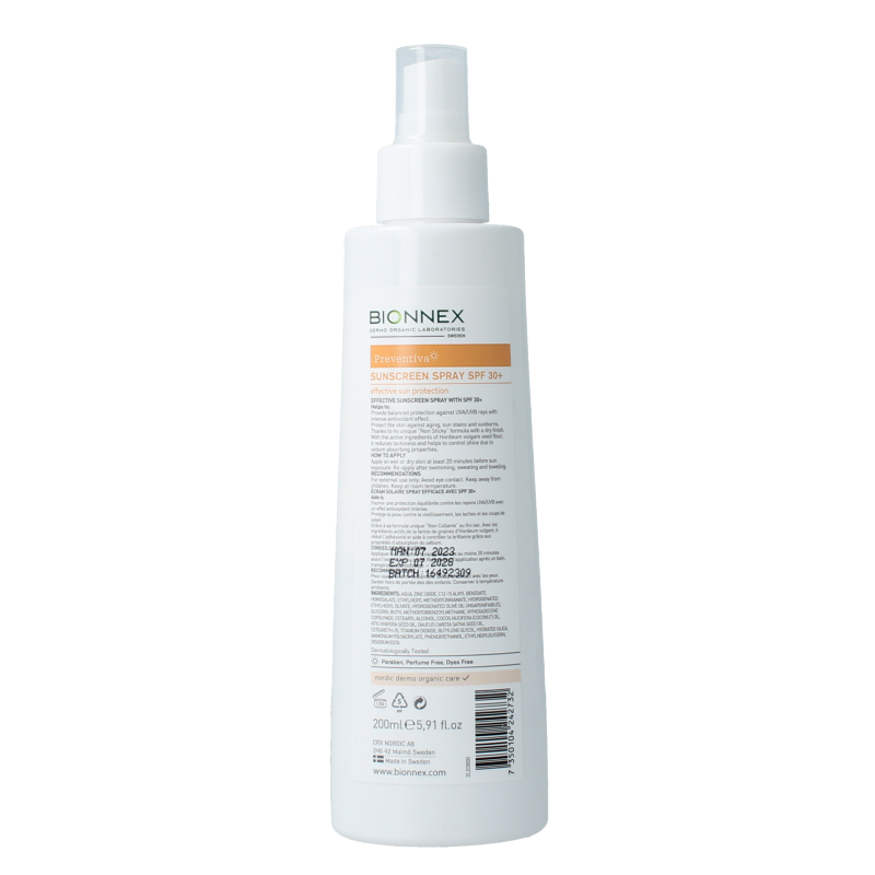 Bionnex Preventiva sunscreen spray SPF30 - Afbeelding 2