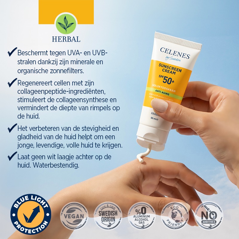 Celenes Herbal sunscreen cream anti-aging SPF50+ - Afbeelding 3