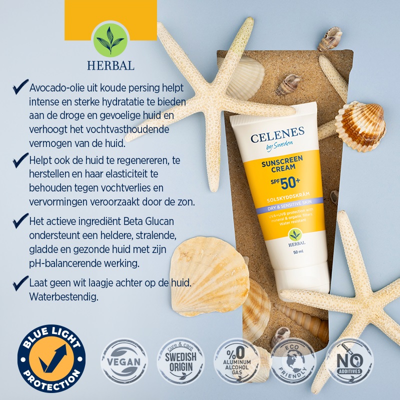 Celenes Herbal sunscreen sensitive/dry skin SPF50+ - Afbeelding 3