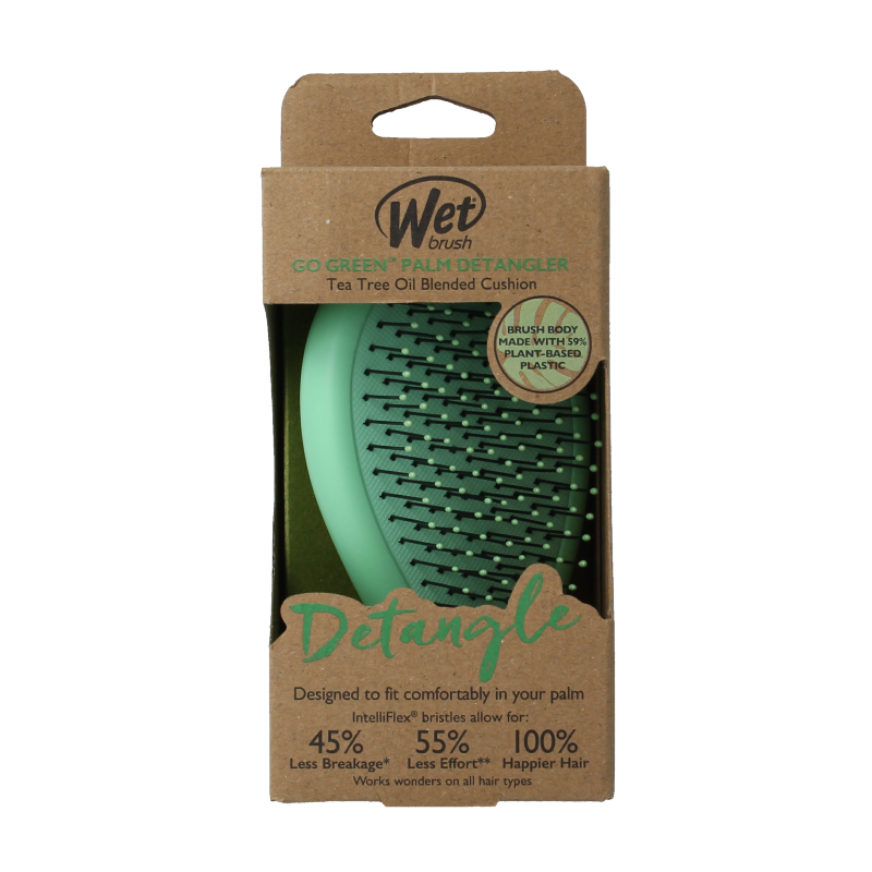 Wet Brush Go green palm detangler green tea tree oil
