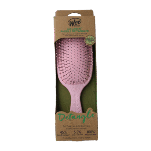 Wet Brush Go green paddle detangler pink