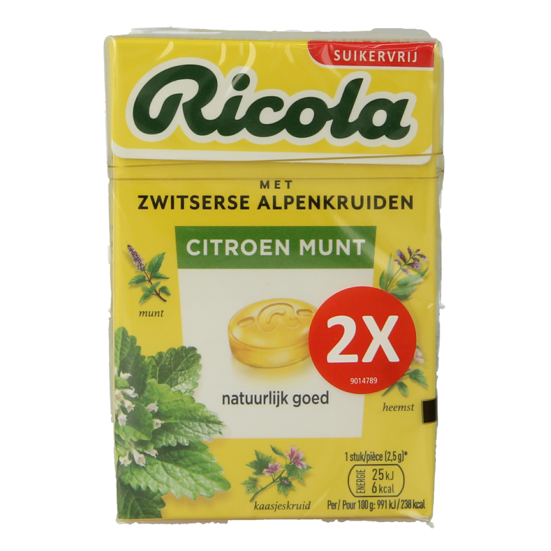Ricola Citroen munt suikervrij duopak