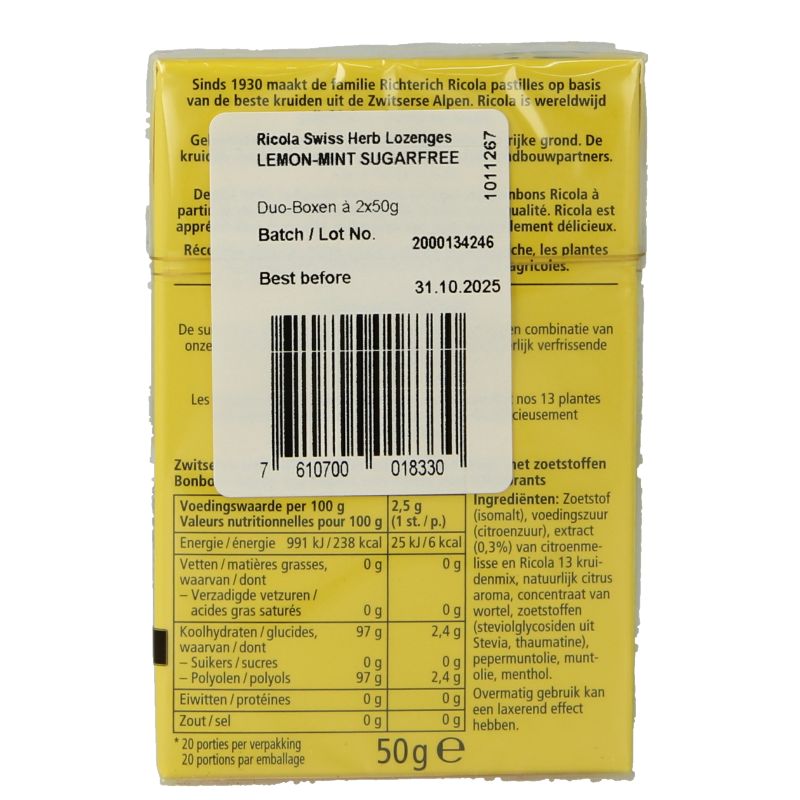 Ricola Citroen munt suikervrij duopak - Afbeelding 3