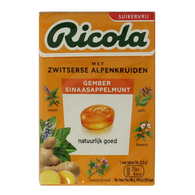 Ricola Gember sinaasappelmunt suikervrij