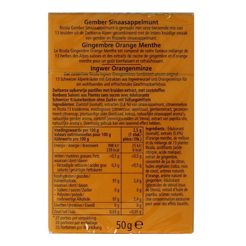 Ricola Gember sinaasappelmunt suikervrij - Afbeelding 3