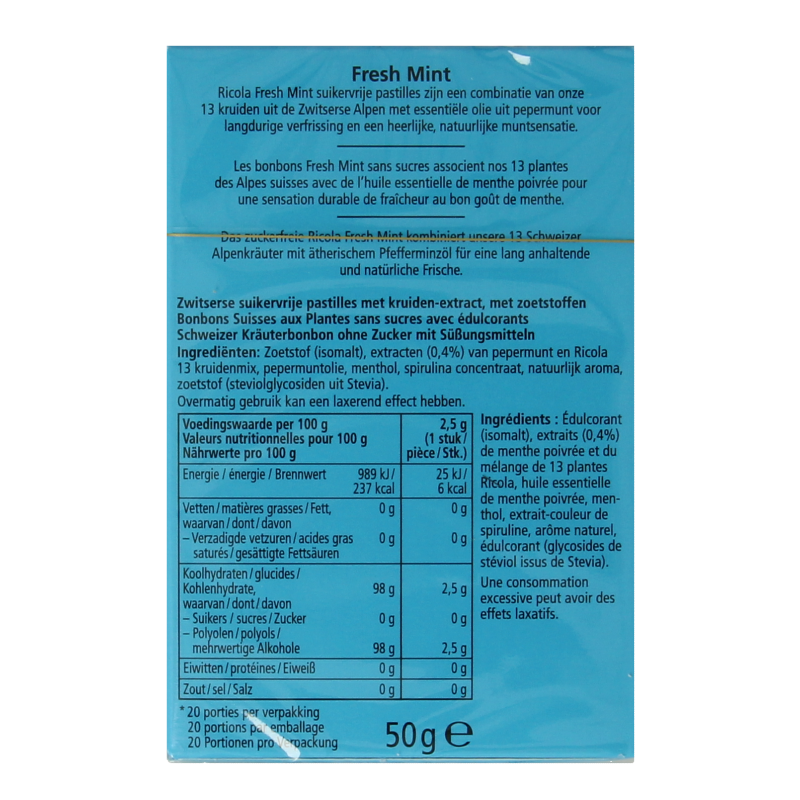 Ricola Fresh mint suikervrij doosje - Afbeelding 3