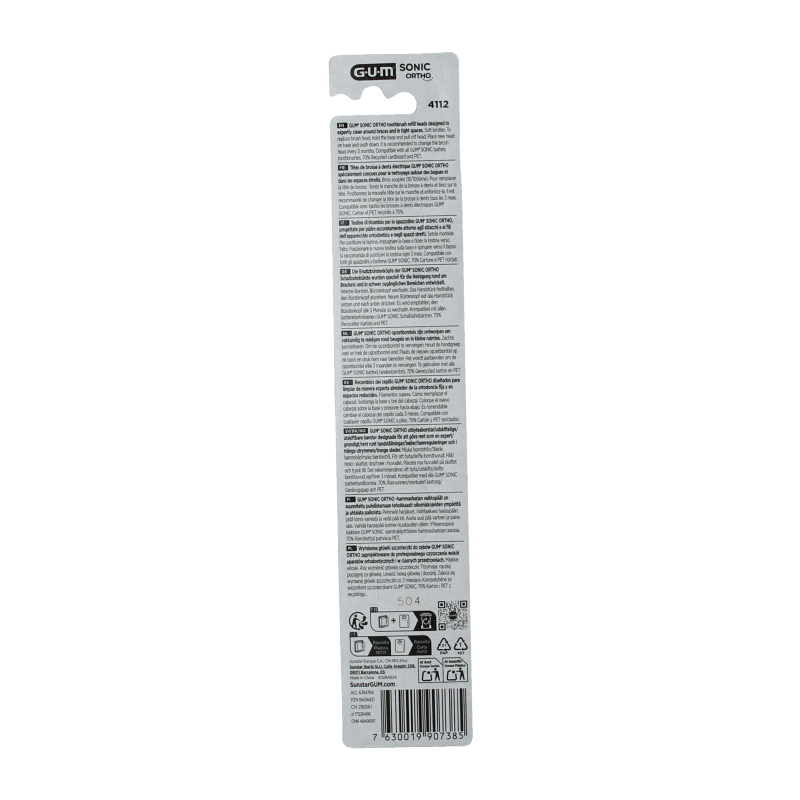 GUM Sonic ortho batterij tandenborstel refill - Afbeelding 2