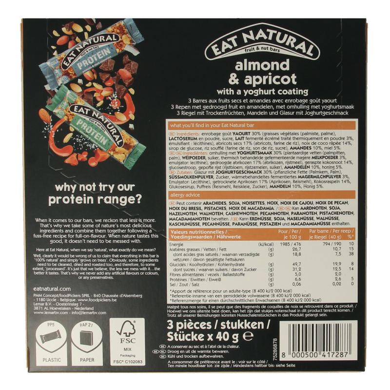 Eat Natural Almond / apricot / yoghurt 3 x 40 gram - Afbeelding 2
