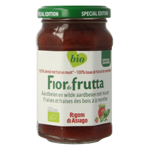 Fiordifrutta Aardbeien en wilde aardbeien met munt jam bio